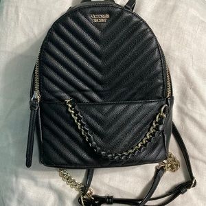 NWOT ✨ Victoria’s Secret Black Faux Leather Mini Backpack